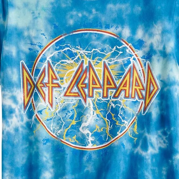 Def Leppard Logo metal rock Tie Dye Official Skimmer T-Shirt L NWT - Picture 3 of 4